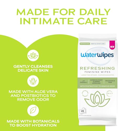 WaterWipes Refreshing Feminine Wipes, Stay Fresh On-The-Go, pH Friendly for Daily Intimate Care, Odor Removal, Gynecologist Approved, Fragrance Free, 112 Count (4 Packs) - image 2