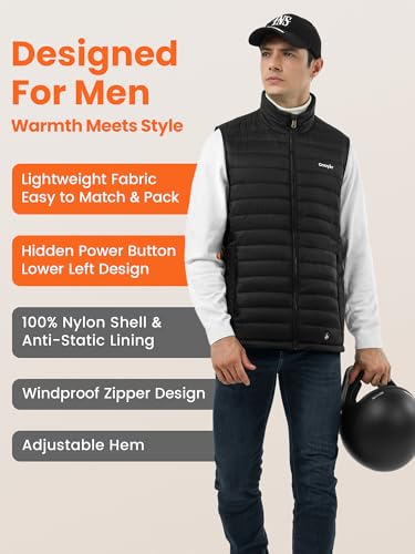 Heated Vest Men,Lightweight Quilted Electric Vest With Battery Pack Included,Rechargeable Black insulated heat Jacket3