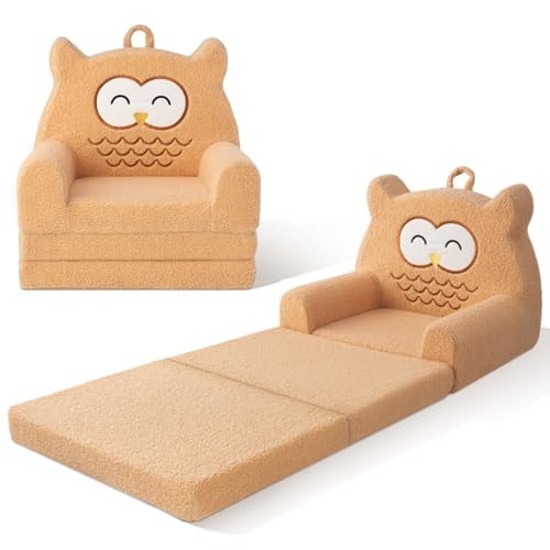 Tivellary Toddler 3-Fold Convertible Couch with Owl Design