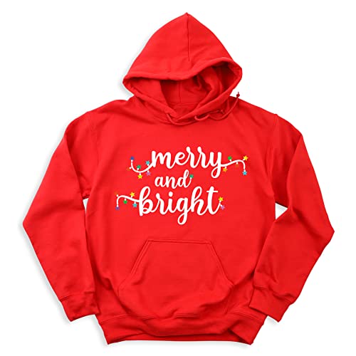 Merry and Bright Sweatshirt, Christmas Sweatshirt, Christmas Lights Theme Graphic Print Hooded, Unisex Adult Sweaters, Holiday Hoodie, Xmas Top Sweatshirt (Sweatshirt and Hoodie)2