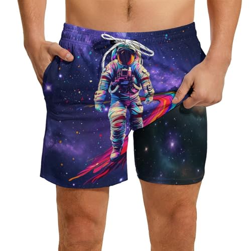 Men's Swim Trunks with Compression Liner 5 Inch Bathing Suit Beach Swimsuits Board Shorts for Men