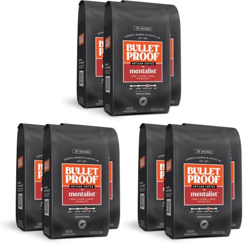 Image of Bulletproof The Mentalist Medium-Dark Roast Whole Bean Coffee, 12 Ounces (Pack of 9), Clean Coffee Tested for Toxins