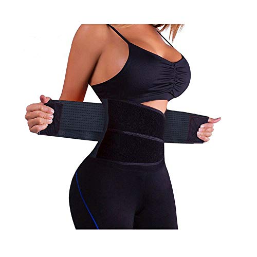 Acetend Cinturón de entrenamiento de cintura para mujeres y hombres, cinturón reductor de cintura para pérdida de peso, doble ajustable, Unisex adulto, color Negro (, tamaño X-Large