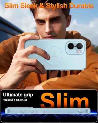 Image of DIZORO Matte Case for Oneplus 15R Compatible with MagSafe, Camera Lens Full Protection, Shockproof Translucent Frosted TPU Soft Phone Cover, Anti-Fingerprint (Sky)