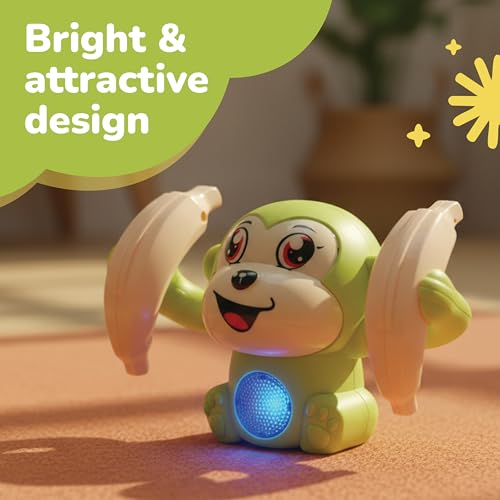 Image of Lifelong Cuppy Dancing Monkey Toy for Babies & Kids with 360 Tumbling, Rolling & Glowing Lights & Music | Non-Toxic, 3 AAA Battery Operated Interactive Toy for Kids 6+ Months & Above (LLCDC02, Green)