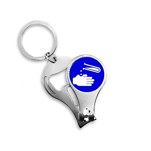 Pince à ongles et décapsuleur de voiture intégrés sur porte-clés carré bleu en métal