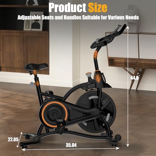Hillhub Exercise Bike, Stationary Bikes for Home with Grip Pulse Sensor and Stepless Resistance Adjustment, Compact Indoor Cycling Bike with Tablet Mount, Compatible with APP Sync, Black