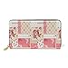 Produktbild GIGIJY Portemonnaie mit Blumen, Schmetterling, Karomuster, mehrere Kreditkartenfächer, Tasche für Frauen, echtes Leder, mit Reißverschluss