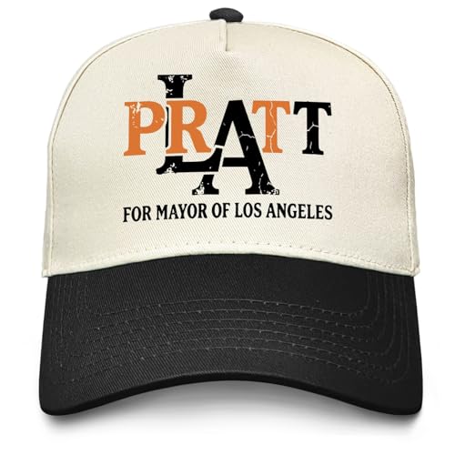 Novelty Two-Tone Graphic Hat, Pratt for Mayor of Angeles Design, Quality Cotton Unisex Baseball Cap, Choice