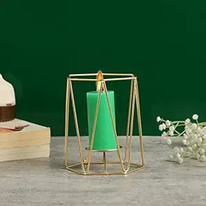 Purestory Tealight Candle Holders for Dining Table Centerpiece, Coffee Table, Mantel, Or Any Table Top.Modern Candle Stand for Home Decoration - Gold - Geometric Design - 5 Inches
