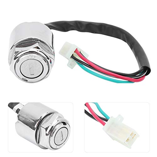 4-Draht-Stecker Zündschlüsselschalter, Motorrad Elektrofahrrad Zündschalter Set mit 2 Schlüsseln Ersatz Universal für ATV Mini Moto Dirt Bike