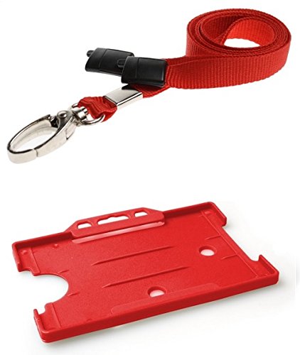 Identity-Plus: Red Lobster Clip Safety Breakaway Lanyard with Red Landscape ID Card Holder (25)
