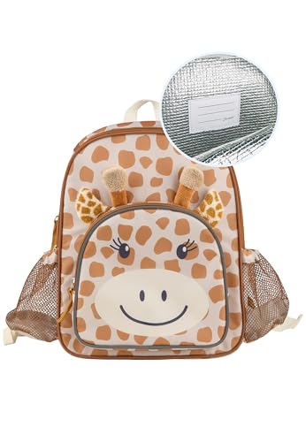 Sterntaler Kinderrucksack Giraffe Kaya – Wasserabweisendes Polyester, großes Hauptfach mit Kühlfunktion –Zwei-Wege-Reißverschluss, gepolsterte, verstellbare Schultergurte – Baby und Kleinkind Rucksack
