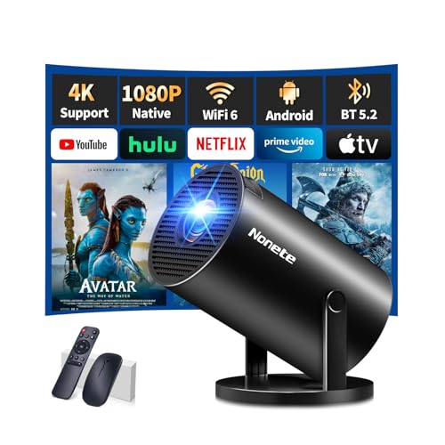 【Built-in Apps】 Mini Projector 1080P, 4K Projector Full HD with WiFi 6 and Bluetooth 5.2,...