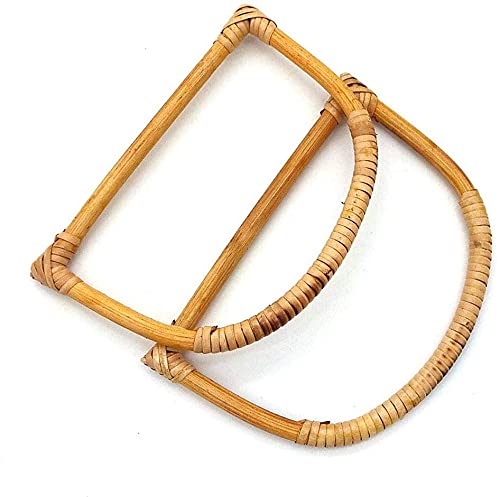 POFET 2PCS D Shape 6'' Diameter Bamboo Purse Handbag Handles for Handcrafted Handbag DIY Bags Accessories (6 inch)