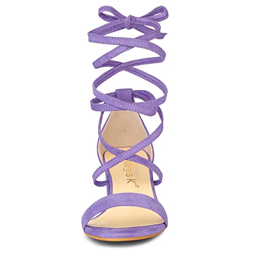 Allegra K Women's Open Toe Lace Up Mid Chunky Heeled Sandals by Allegra K - Used condition - Image 2