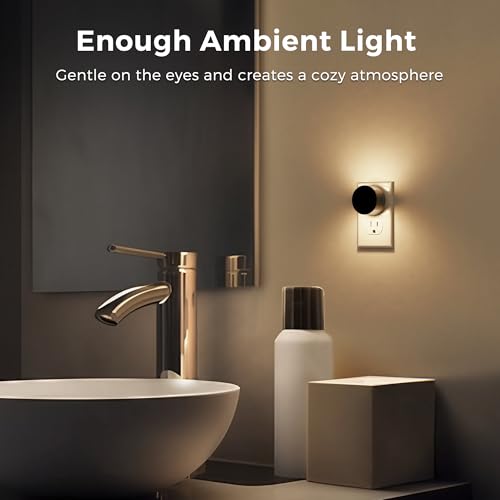 Image of L LOHAS LED Night Lights Plug into Wall,[2-Pack] Plug in Night Light with | Dusk to Dawn Sensor,Brightness Adjustable,3000K Warm White,Dimmable Nightlight for Adults Hallway Bathroom