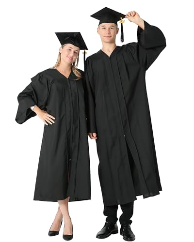 GraduationMall Abschluss Talar Doktorhut 2026 Abschlussoutfit für Abitur,Bachelor,Master,Akademische Robe mit Hut Schuluniformen Schwarz 3XS