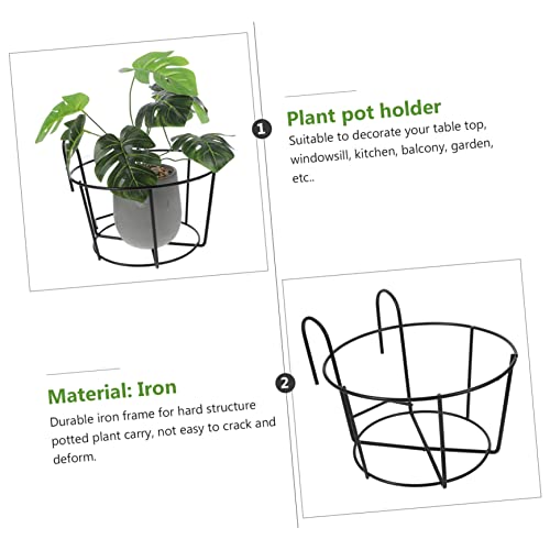 DOITOOL 2 Pack Round Metal Hanging Railing Planters, Wire Pot Holder Plants Hangers Black Potted Stand Iron Rack Balcony Planter Basket for Outdoor Balcony Fence, Size L by DOITOOL - Used condition - Image 7