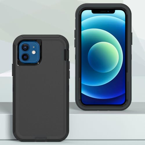Image of Case for iPhone 12 Pro, iPhone 12 Case, Heavy-Duty Tough Rugged Shockproof Drop Protective Cover Phone Cases, Black