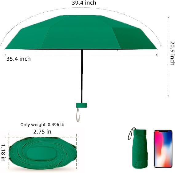 Image of SNKR ESSENTIALS HEMOVIA Mini Umbrella with Case for Men & Women (Manual Open) Compact Travelling Umbrella, Polyester & UV Protection Fabric for Summer Use in Rain & Summer- 6 Frame