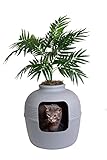 Good Pet Stuff, The Original Hidden Litter Box, Artificial Plants & Enclosed Cat Planter Litter Box, Vented & Odor Filter, Easy to Clean, Stone Gray