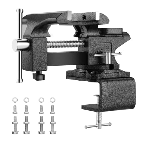TEENO Schraubstock,150 mm Schraubstock drehbar 270° ，Werkbank mit Tischschraubstock ，Maximale Öffnung 115 mm,Klemmkraft 1000Kg, Material aus Stahlguss 6 inch 7.6kg （Mit Desktop-Befestigung）