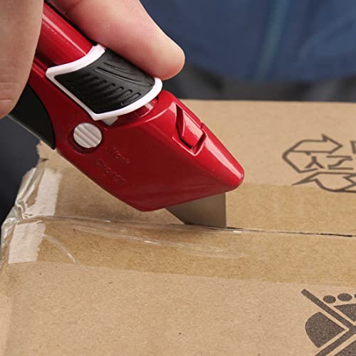 Hautmec High Safety Utility Knife With Double Self-Retraction Mechnism, Automatic Blade Retraction After Cuts & Self-Retraction By Release Push Button, Self-Retracting Box Cutter Ht0195-Kn #TOP5