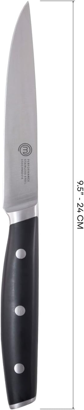 MasterChef Utility Knife 9.5" with High Carbon Stainless Steel Blade and Triple Riveted Handles, Professional Quality Kitchen Knife for Precision Cooking at Home, Perfectly Balanced, Razor Sharp