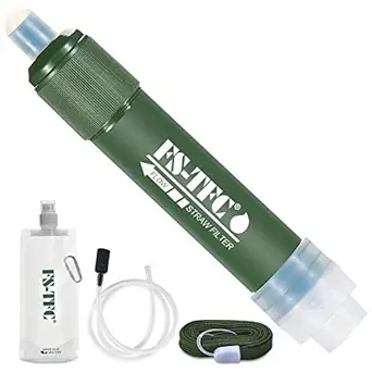 FS-TFC Personal Water Filter Straw Mini Water Purifier Survival Gear for Hiking, Camping, Travel and Emergency Preparedness