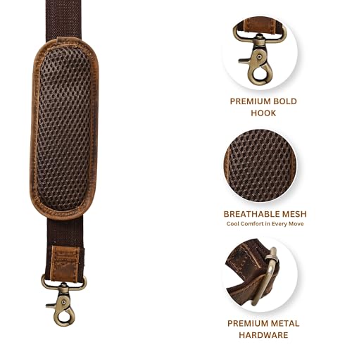 Autentico Premium Tan Leather Travel Bag Strap Adjustable Replacement Shoulder Strap Extra Wide Padded Design for Weekenders, Carry-Ons, Duffels Genuine Leather Comfort (Distress Brown)2