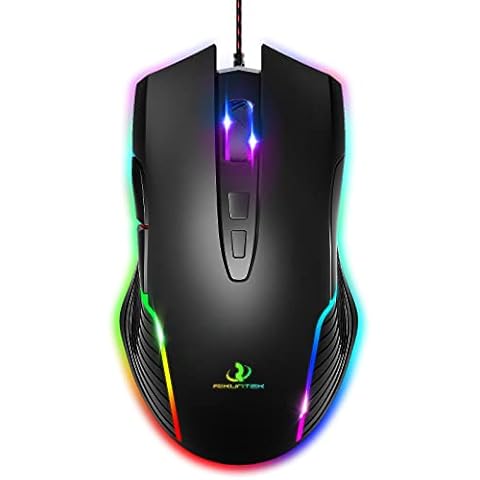 RIIKUNTEK Gaming Mouse Gaming Mouse Wired with 7 Programmable Buttons(One-key Fire/Desktop), USB Mouse with 7200 DPI, 12 RGB Backlit, Ergonomic Optical Gaming Mouse with Side Buttons for PC, Laptop Cover