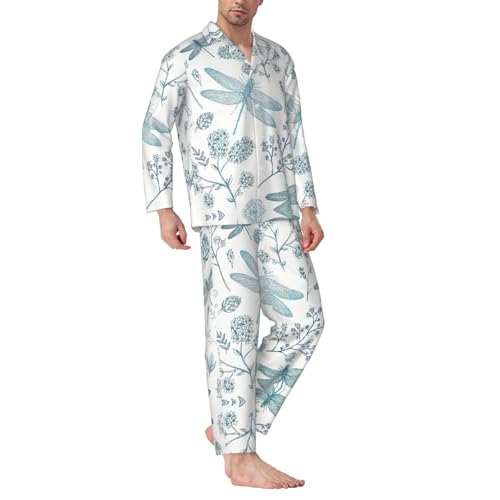 Pyjama homme imprimé libellule à manches longues et boutonnées