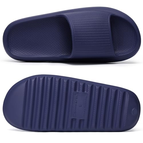 Image of Comwarm Cloud Slide Sandals for Women Men Ultra Comfort Recovery Pillow Slippers Soft Summer Beach Shoes with Low Arch Support,Dark Blue Size 10-10.5 Women /8.5-9 Men