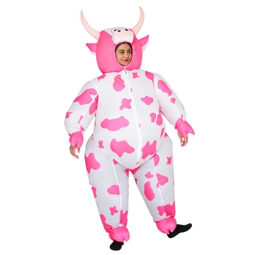 RHYTHMARTS Inflatable Pink Cow Costume Blow Up Costumes Funny Cow Inflatable Costumes for Halloween Christmas