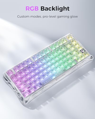 Image of GravaStar Mercury K1 Lite 75% Wireless Mechanical Gaming Keyboard RGB | Gasket Mount, Hot Swappable Linear Switches, Creamy Sound Keyboard, 2.4GHz /USB-C /Bluetooth 5.0, for Win /Mac