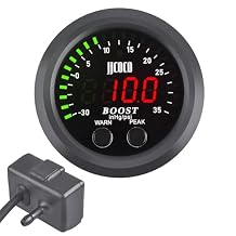 Universal Turbo Boost/Vacuum Gauge Kit Includes Electronic Pressure Sensor Red LED Light PSI Meter - for Car Truck - 2-1/16"