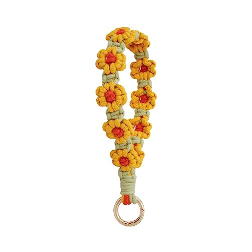 AOKSUNOVA Schlüsselanhänger Makramee Schlüsselband Geflochten Geschenk für Frauen Schlüsselanhänger Damen Gelb