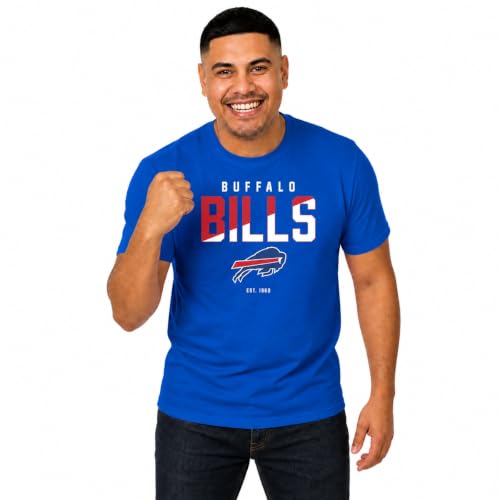 Team Fan Apparel Adult NFL Diagonal Fade Color Block T-Shirt - Officially Licensed - Tagless - 100% Cotton - Unisex (Buffalo Bills - Royal, XX-Large)