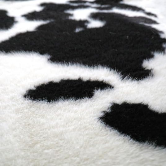 Decoweb Tapis Peau de bête - Imitation Vache Holstein - Noir et Blanc - 140 x 170 cm