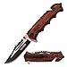 TAC Force TF-809WD Spring Assist Folding Knife, Two-Tone Blade, Brown Pakkawood Handle, 4.5-Inch Closed