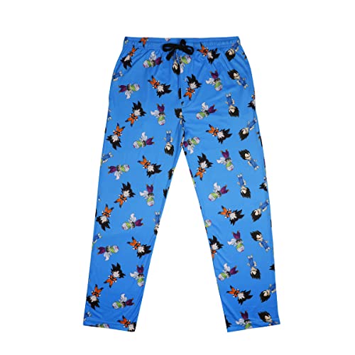 Dragon Ball Z Super Saiyan Heroes AOP Men's Light Blue Sleep Pajama Pants