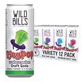 Picture of Wild Bill’s Craft Soda Variety Pack – Ring Pop Soft Drinks – Watermelon, Strawberry, Berry Blast & Blue Raspberry – Pure Cane Sugar, No HFCS, Caffeine Free, Vegan, Gluten Free - 12 Oz Cans 12 Pack