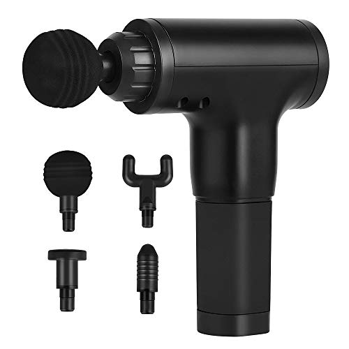 UOMIO Pistolet de massage pour tissus profonds, 6 vitesses, silencieux, portable avec 4 têtes de massage remplaçables professionnelles pour soulager la douleur musculaire et se détendre - Noir Cover