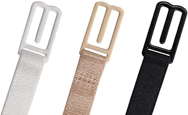 AOKKMIK 3 Piece Bra Strap Holder Stop Slipping, Adjustable Bra Straps Holder Bra Clips Bra Strap Clips Set, Soft And Comfortable Elastic Fits All Cup Sizes (Black, Beige, White)