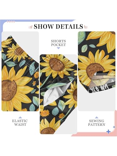 ZZKKO Watercolor Sunflower and Sunshine Lettering Boys Pants for Kids Jogger Pants with Pockets S4