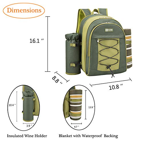 image for ALLCAMP OUTDOOR GEAR 2 Person Blue Picnic Backpack Hamper with Cooler 