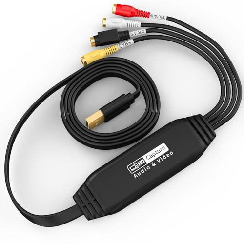 Tihokile USB VHS to Digital Converter, for RCA to USB-Convert VHS Mini DV VCR Hi8 DVD Equipment to Digital Converter (Female)