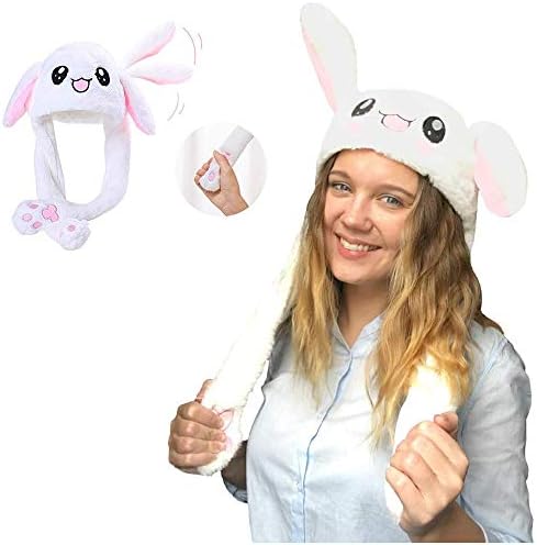 Ashley city Bunny Hat, Rabbit Ear hat, Plush Hat,TIK Tok Ear Movable Jumping Rabbit Ear Hat Funny Cute Stuffed Animals Toys