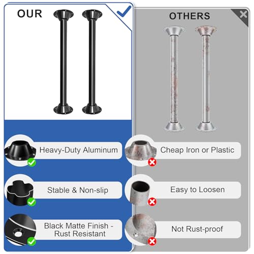 Hobuska 29" RV Table Leg and Base Mount Set, Camper Table Legs and Base Mounting Kit - Black Matte Finish, Fit for Camper, Trailer, Boat, Yard, Including 2 Legs & 4 Bases by Hobuska - Image 3